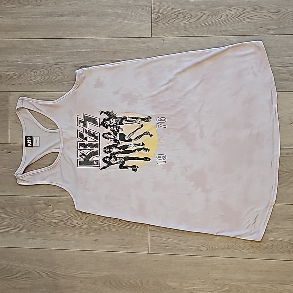 KISS 1976 Soft Pink Tye Dye Tank Dress, Med